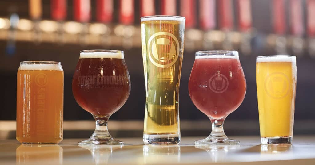 Line-up of craft beers from Smartmouth Brewing Co.