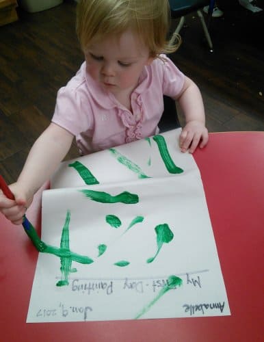 painting is a great activity for 2-year-olds