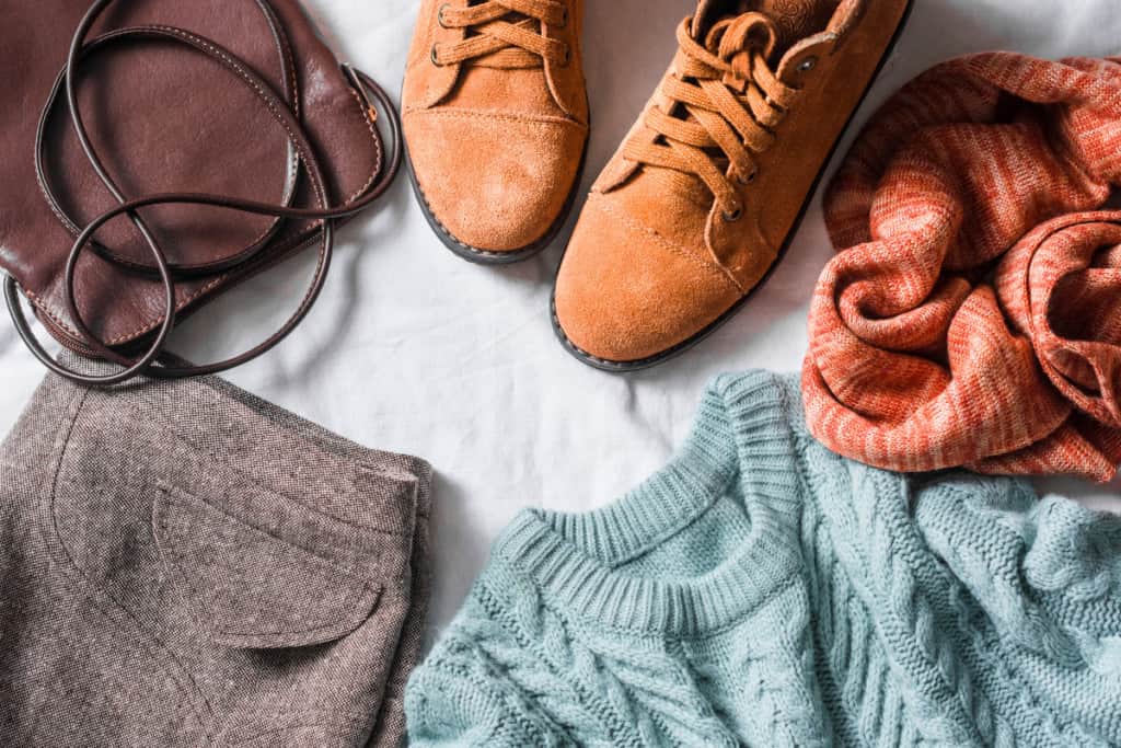 shopping clothes flat lay