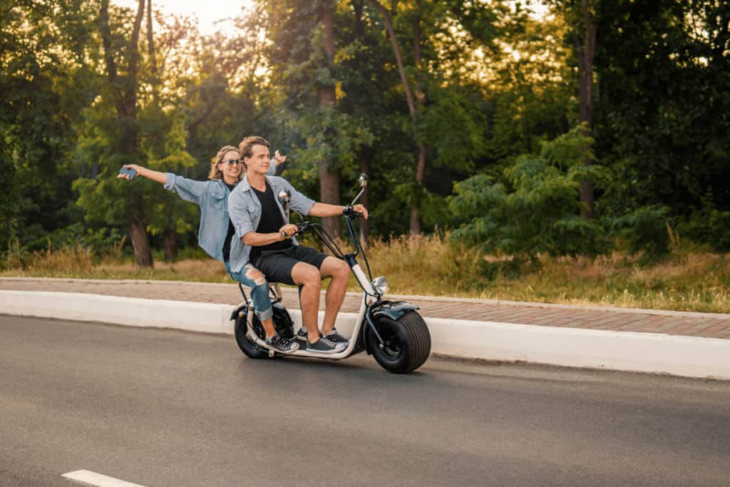 Couple on a date on an electric bike. An e bike is a great option