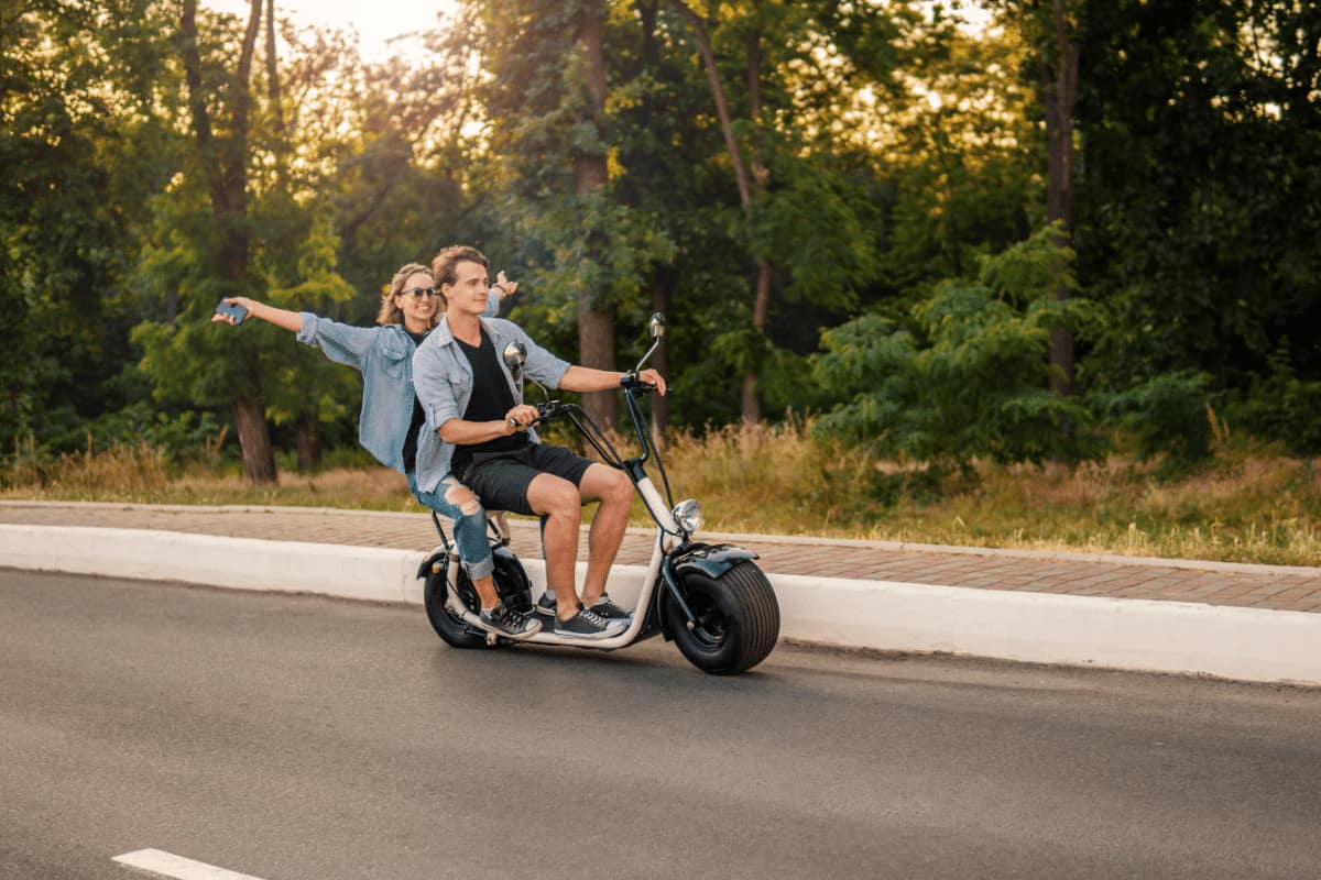Couple on a date on an electric bike. An e bike is a great option
