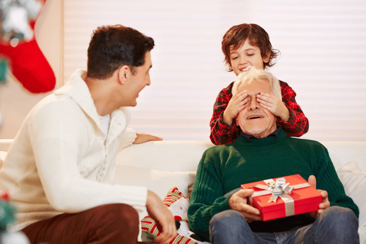 christmas gifts for grandpa grandson giving present