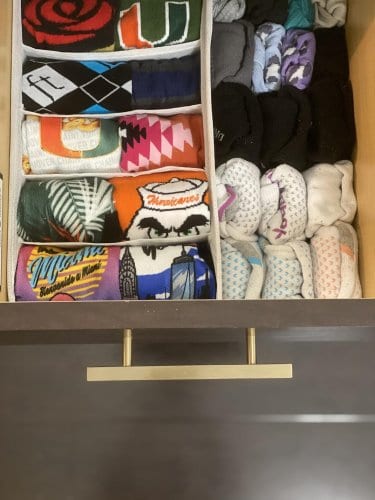 organize the master bedroom closet with drawer dividers