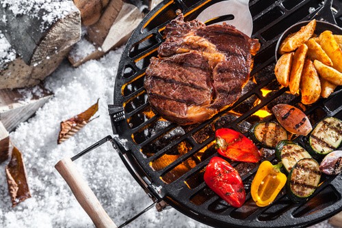 winter barbecue steak