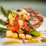 grilled fish salmon with mango salsa