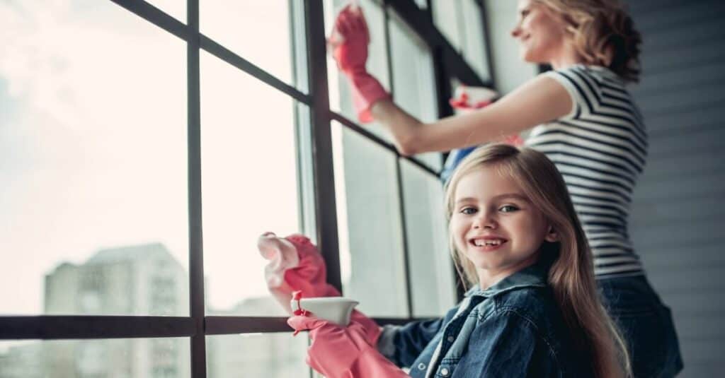children doing chores