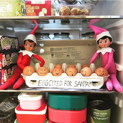 elf on the shelf with eggs