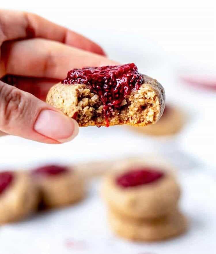 @hauteandhealthyliving vegan raspberry thumbprint cookies