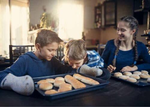 kids baking bread