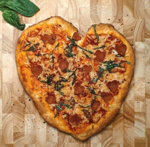 Valentine's Day heart pizza