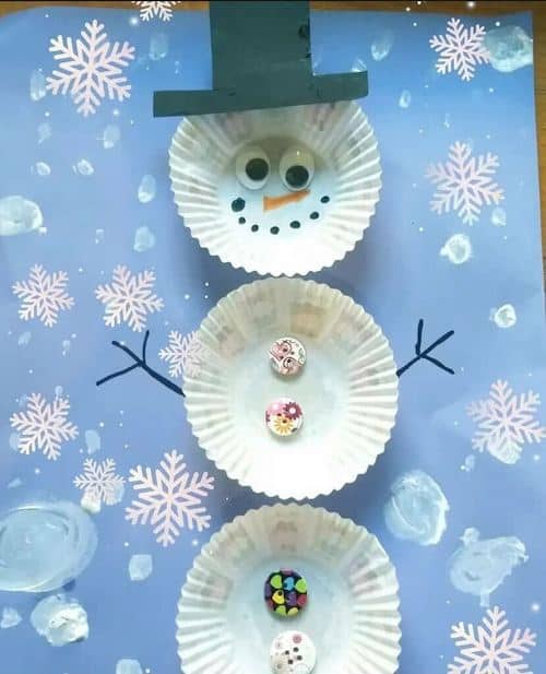 snowman craft cupcake liner