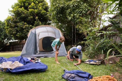 backyard camping with young kids