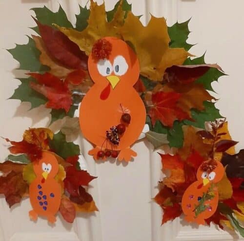 @littleblairs thanksgiving crafts turkeys with feather leaves