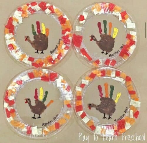 thanksgiving turkey craft clear plastic plate